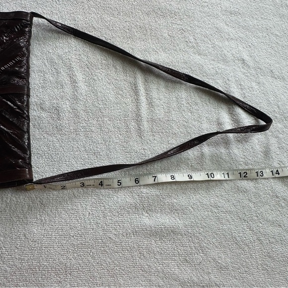 Vintage 70s Burgundy Red Eel Skin Leather Cross Body Purse &/or Clutch - Picture 9 of 12
